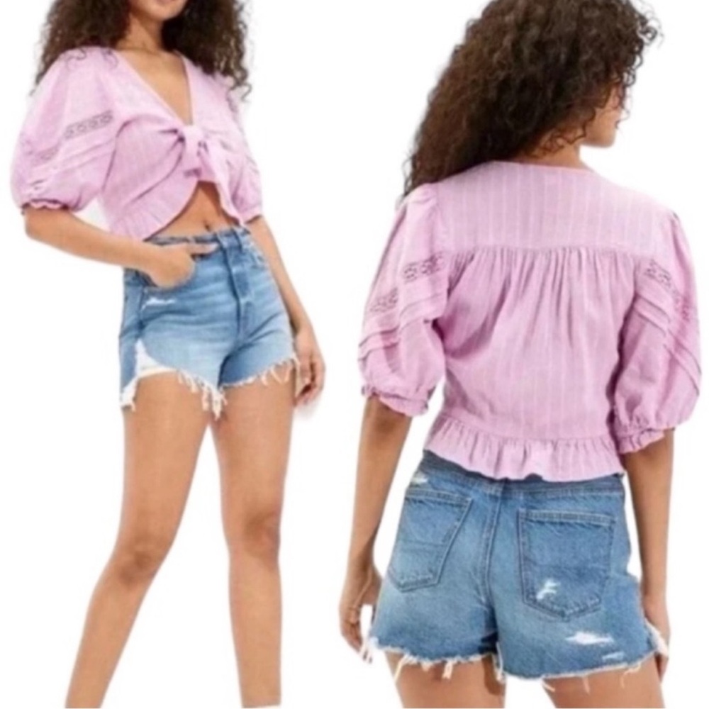 American Eagle Highest Rise Comfort Stretch Distressed Ripped Mom Jean Shorts